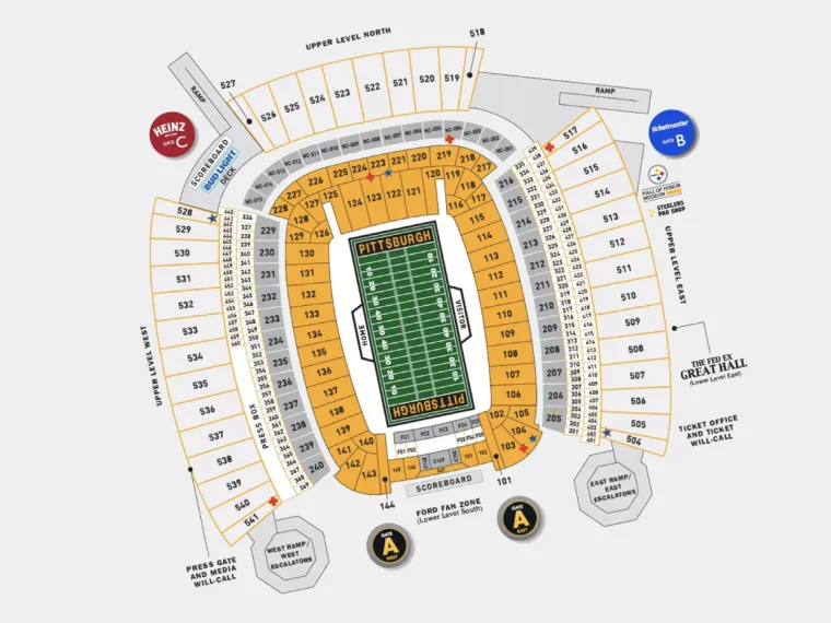 Acrisure Stadium seat map - Steelers